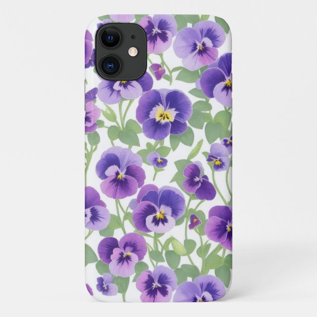 Pastel Graphic Purple Pansies Phone Case (Back)