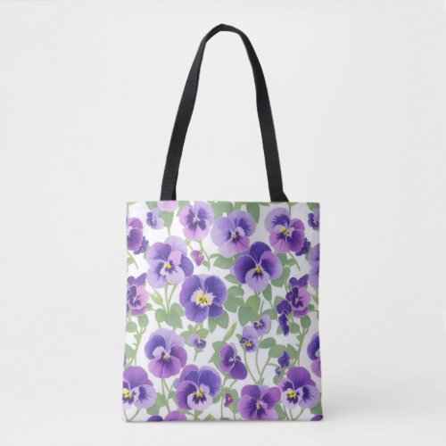 Pastel Graphic Purple Pansies Tote Bag