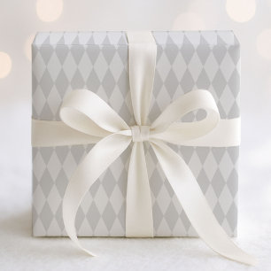 Pastel Gray and White Harlequin Pattern Wrapping Paper