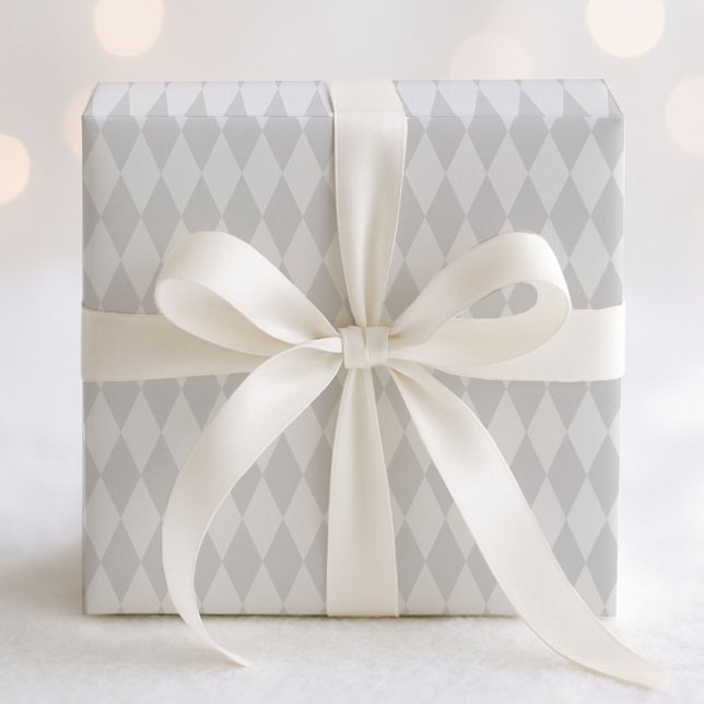 Pastel Gray and White Harlequin Pattern Wrapping Paper (Creator Uploaded)