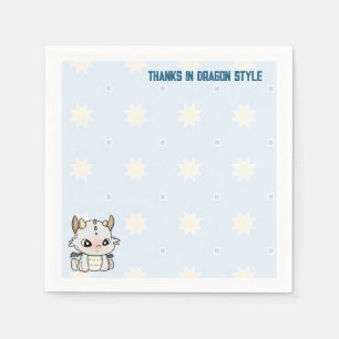 Pastel gray blue baby dragon napkins