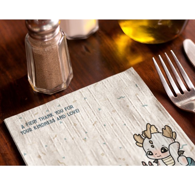 Pastel Gray Blue Cake Baby Dragon Napkins (Creator Uploaded)