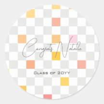 Pastel & Gray Checks Aesthetic Graduation Party