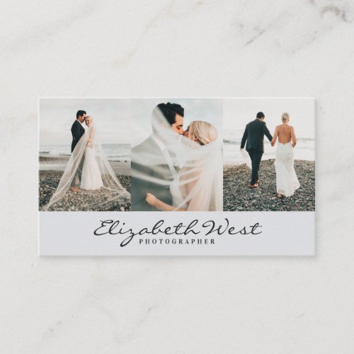 Pastel gray photography trendy photo calligraphy business card