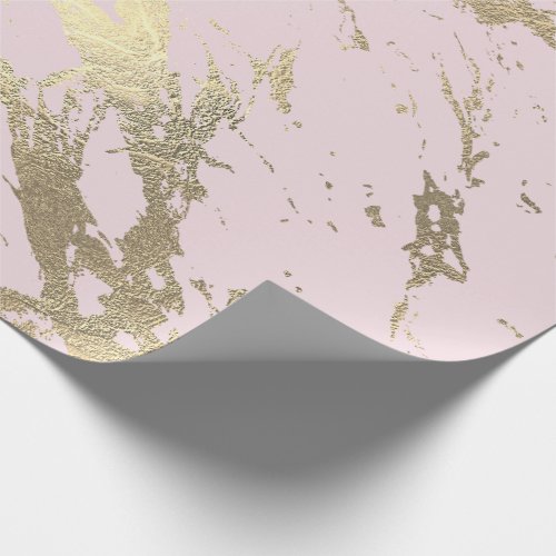 Pastel Gray Pink Foxier Gold Marble Shiny Glam Wrapping Paper