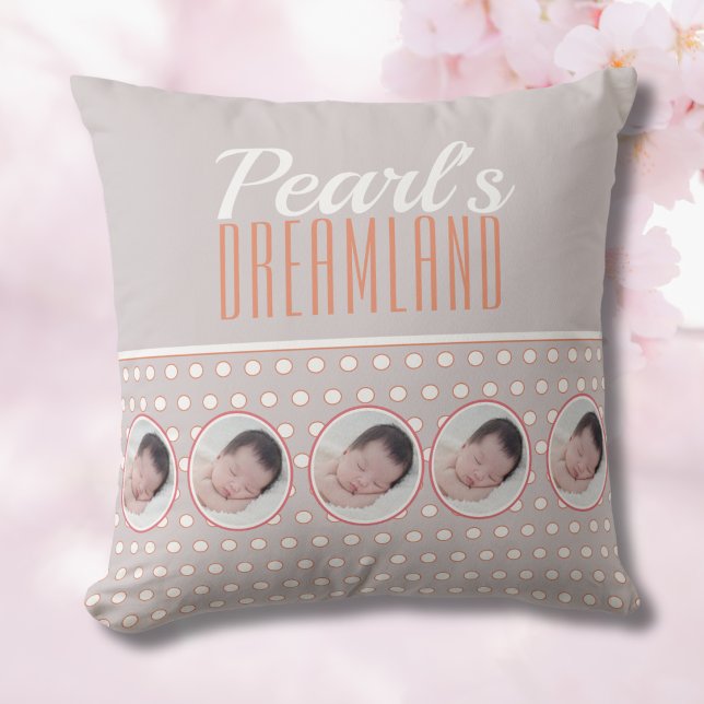 Pastel Gray Polka Dot Nursery Gift Throw Pillow (Creator Uploaded)