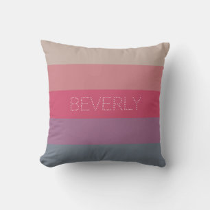 Pastel Gray purple Pink 5 Colors Personalized Name Throw Pillow