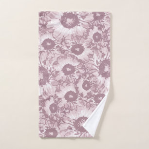 Pastel Gray Rose Pink Floral Pattern Hand Towel