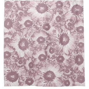 Pastel Gray Rose Pink Floral Pattern Shower Curtain