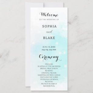 Pastel Green and Blue Sparkling Wedding Program