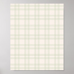 Pastel Green And Cream Gingham Poster