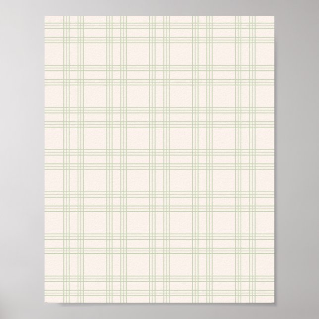 Pastel Green And Cream Gingham Poster (Front)