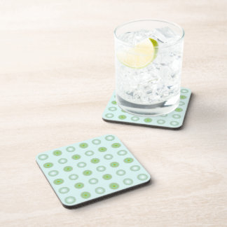 Pastel Green and Grey Geometric Pattern Beverage Coaster