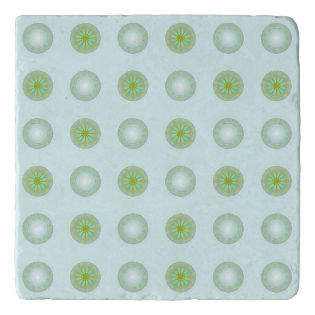 Pastel Green and Grey Geometric Pattern Trivet (Front)
