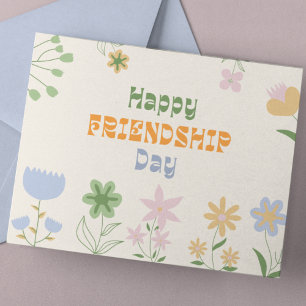 Pastel Green and Orange Floral Friendship Day Postcard