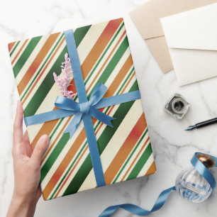 Pastel Green and Orange Retro Elegant Stylish Wrapping Paper