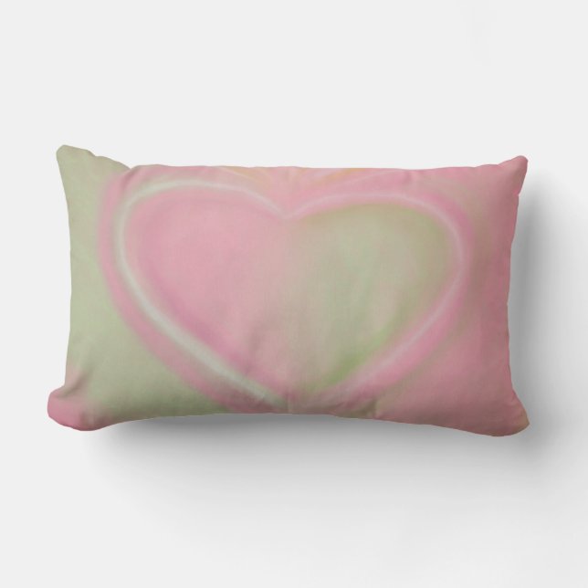 Pastel Green and Pink Heart Throw Pillow-small Lumbar Pillow (Front)