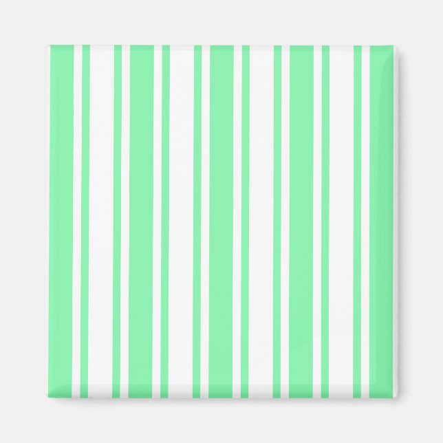 Pastel green and white candy stripes magnet (Front)