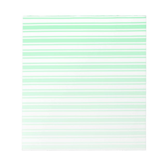 Pastel green and white candy stripes notepad (Front)