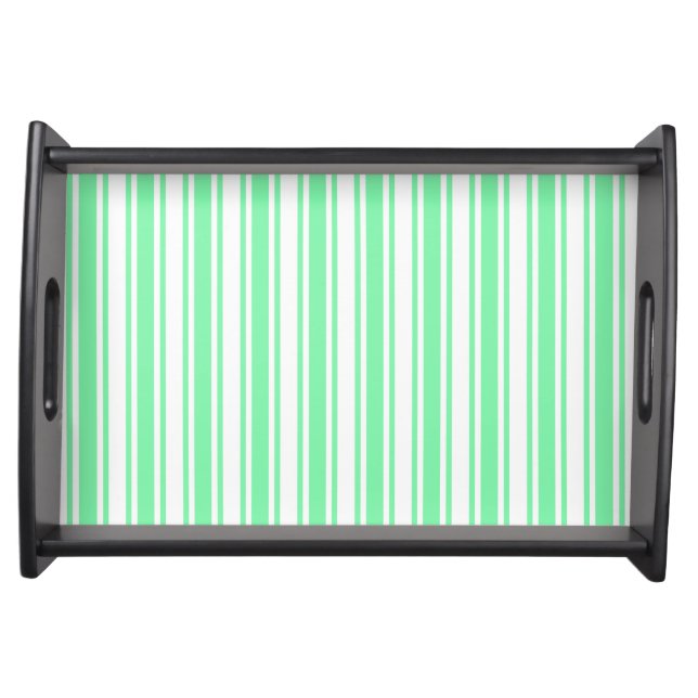Pastel green and white candy stripes serving tray (Front)