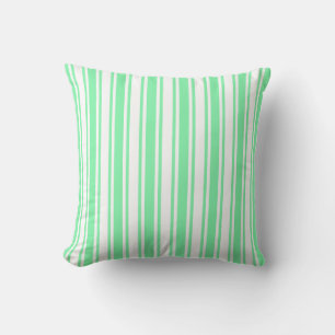 Pastel green and white candy stripes throw pillow