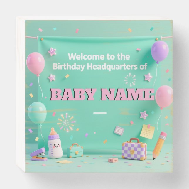 Pastel Green Baby Birthday Welcome Sign (Front Horizontal)