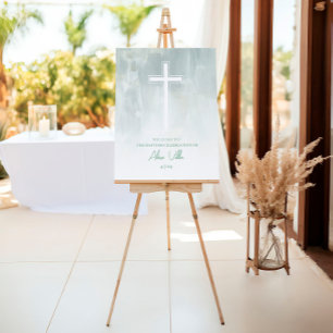 Pastel Green Baptism Welcome Sign Foam Board