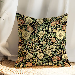Pastel green beige Art nouveau William Morris Throw Pillow