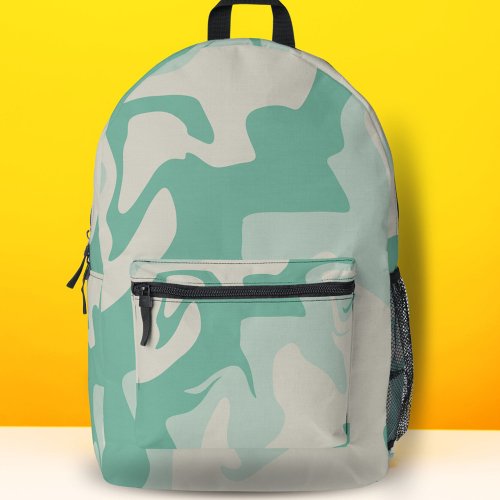 Pastel Green Beige Swirl Pattern  Printed Backpack