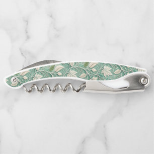 Pastel Green Beige Vintage Botanical Pattern Waiter's Corkscrew