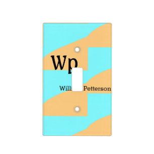 Pastel green blue add name monogram letter title light switch cover