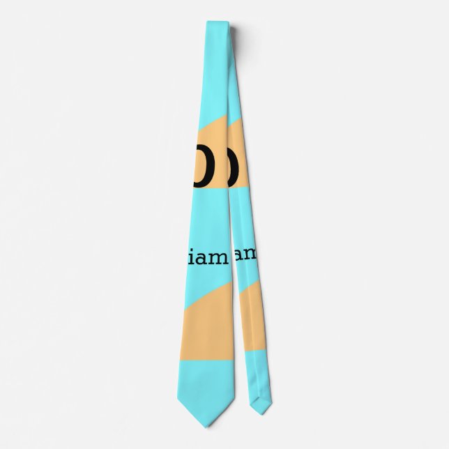 Pastel green blue add name monogram letter title neck tie (Front)
