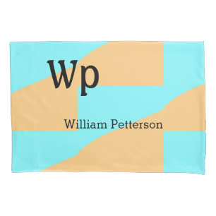 Pastel green blue add name monogram letter title pillow case