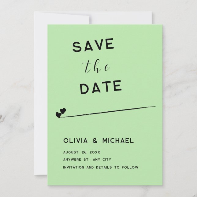 Pastel Green BotanicalSave the Date Flat Note Card (Front)