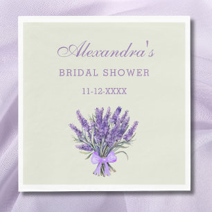 Pastel Green Bow Floral Lavender Bridal Shower Napkins
