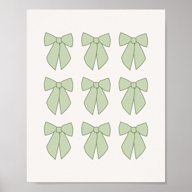 Pastel Green Bows Coquette Poster (Front)