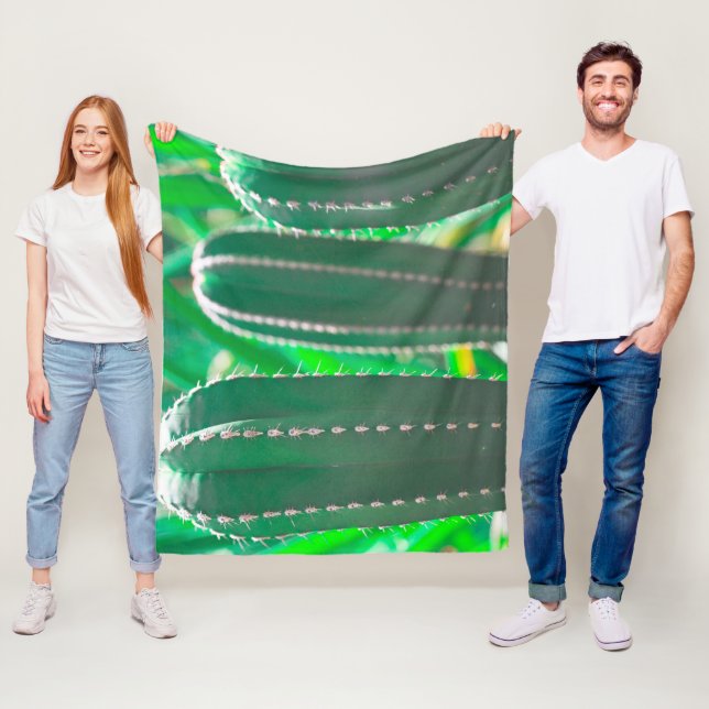 Pastel Green cactus plant leaves Fleece Blanket (In Situ)