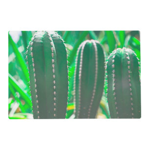 Pastel Green cactus plant leaves Placemat