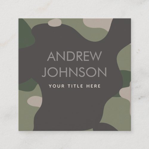 Pastel Green Camouflage Military Style Pattern Square Business Card