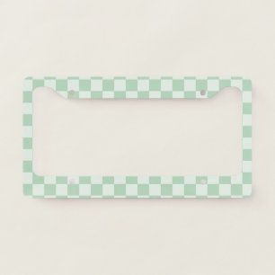 Pastel Green Checkerboard License Plate Frame