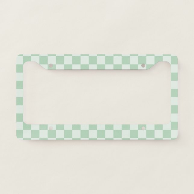 Pastel Green Checkerboard License Plate Frame (Front)
