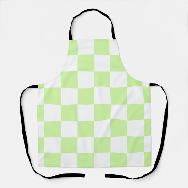 Pastel Green Checkered Gingham Pattern Apron (Front)