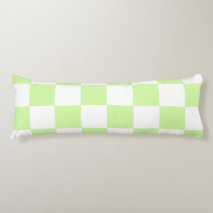 Pastel Green Checkered Gingham Pattern Body Pillow