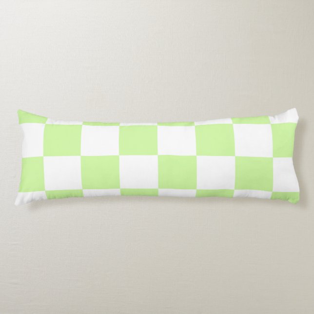 Pastel Green Checkered Gingham Pattern Body Pillow (Front)