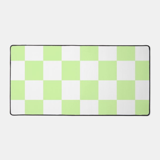 Pastel Green Checkered Gingham Pattern Desk Mat (Front)