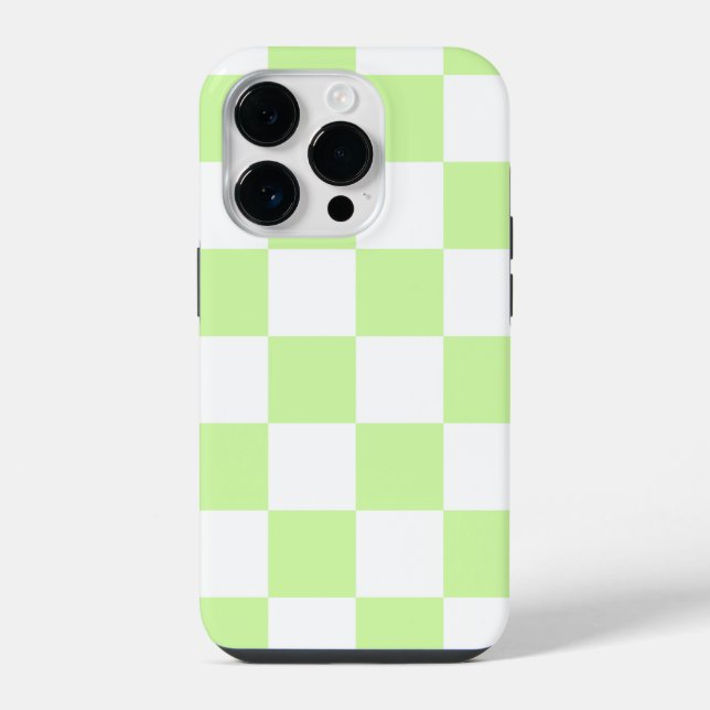 Pastel Green Checkered Gingham Pattern Iphone Case (Back)
