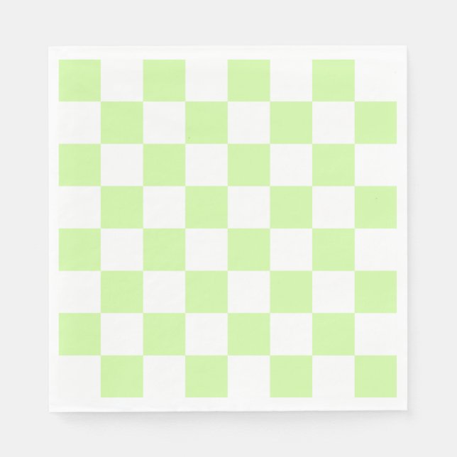 Pastel Green Checkered Gingham Pattern Napkins (Front)