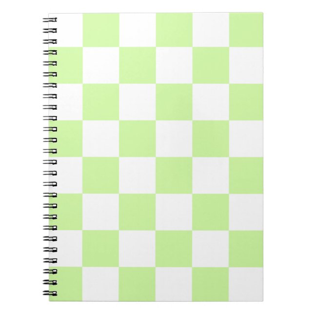 Pastel Green Checkered Gingham Pattern Notebook (Front)