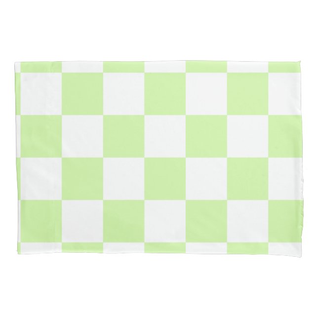 Pastel Green Checkered Gingham Pattern Pillow Case (Front)