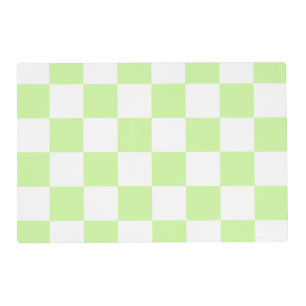 Pastel Green Checkered Gingham Pattern Placemat